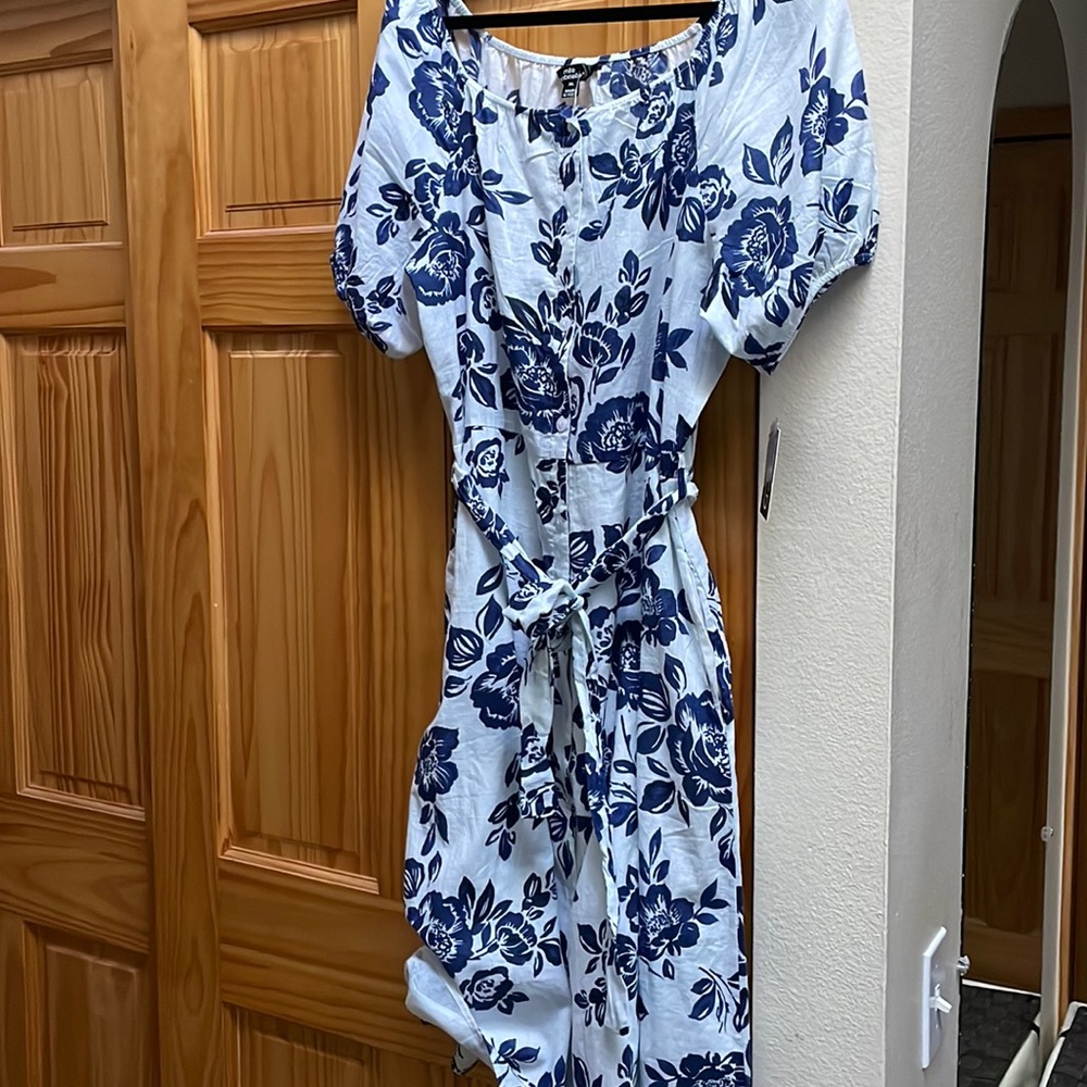 Brand new 100% cotton, fully lined button-down summer dress XL